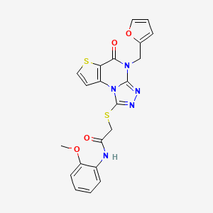 molecular formula C21H17N5O4S2 B2439183 2-((4-(furan-2-ylmethyl)-5-oxo-4,5-dihydrothieno[2,3-e][1,2,4]triazolo[4,3-a]pyrimidin-1-yl)thio)-N-(2-methoxyphenyl)acetamide CAS No. 1243093-86-8