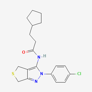 molecular formula C19H22ClN3OS B2439184 N-(2-(4-chlorophenyl)-4,6-dihydro-2H-thieno[3,4-c]pyrazol-3-yl)-3-cyclopentylpropanamide CAS No. 450341-24-9