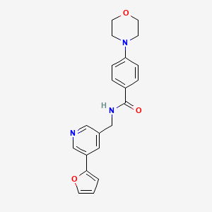 molecular formula C21H21N3O3 B2439185 N-((5-(furan-2-yl)pyridin-3-yl)methyl)-4-morpholinobenzamide CAS No. 2034519-57-6