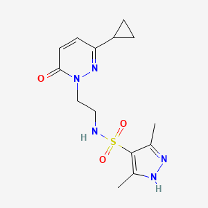 molecular formula C14H19N5O3S B2439188 N-(2-(3-cyclopropyl-6-oxopyridazin-1(6H)-yl)ethyl)-3,5-dimethyl-1H-pyrazole-4-sulfonamide CAS No. 2034205-37-1