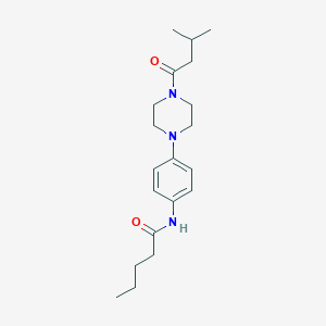 molecular formula C20H31N3O2 B243919 N-{4-[4-(3-methylbutanoyl)piperazin-1-yl]phenyl}pentanamide 
