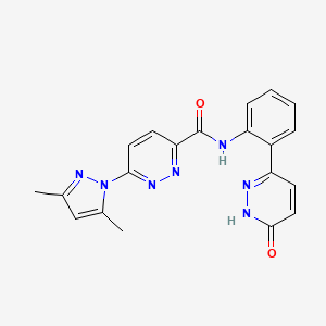 molecular formula C20H17N7O2 B2439192 6-(3,5-dimethyl-1H-pyrazol-1-yl)-N-(2-(6-oxo-1,6-dihydropyridazin-3-yl)phenyl)pyridazine-3-carboxamide CAS No. 1428355-51-4