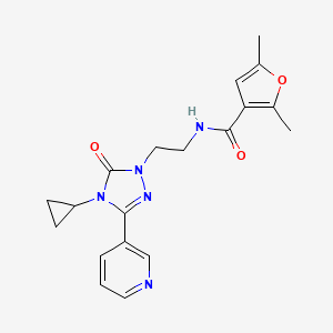 molecular formula C19H21N5O3 B2439201 N-(2-(4-cyclopropyl-5-oxo-3-(pyridin-3-yl)-4,5-dihydro-1H-1,2,4-triazol-1-yl)ethyl)-2,5-dimethylfuran-3-carboxamide CAS No. 1798484-43-1