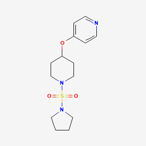 molecular formula C14H21N3O3S B2439203 4-((1-(Pyrrolidin-1-ylsulfonyl)piperidin-4-yl)oxy)pyridine CAS No. 2034471-38-8