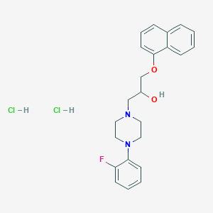 molecular formula C23H27Cl2FN2O2 B2439207 1-(4-(2-Fluorophenyl)piperazin-1-yl)-3-(naphthalen-1-yloxy)propan-2-ol dihydrochloride CAS No. 1323621-61-9