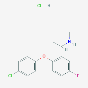 molecular formula C15H16Cl2FNO B2439208 {1-[2-(4-氯苯氧基)-5-氟苯基]乙基}(甲基)胺盐酸盐 CAS No. 289717-26-6