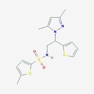 molecular formula C16H19N3O2S3 B2439209 N-(2-(3,5-二甲基-1H-吡唑-1-基)-2-(噻吩-2-基)乙基)-5-甲基噻吩-2-磺酰胺 CAS No. 2034269-07-1