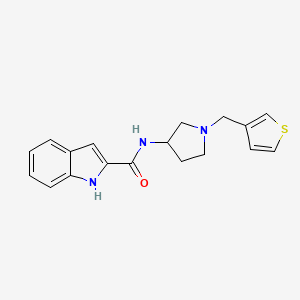 molecular formula C18H19N3OS B2439213 N-{1-[(噻吩-3-基)甲基]吡咯烷-3-基}-1H-吲哚-2-甲酰胺 CAS No. 2097912-40-6