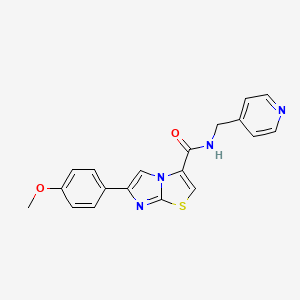 molecular formula C19H16N4O2S B2439217 6-(4-methoxyphenyl)-N-(pyridin-4-ylmethyl)imidazo[2,1-b]thiazole-3-carboxamide CAS No. 1049367-88-5