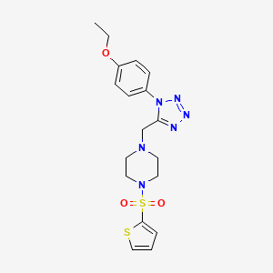 molecular formula C18H22N6O3S2 B2439218 1-((1-(4-乙氧基苯基)-1H-四唑-5-基)甲基)-4-(噻吩-2-基磺酰基)哌嗪 CAS No. 1049433-96-6