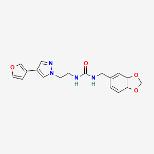 molecular formula C18H18N4O4 B2439225 1-(苯并[d][1,3]二氧杂环-5-基甲基)-3-(2-(4-(呋喃-3-基)-1H-吡唑-1-基)乙基)脲 CAS No. 2034355-42-3