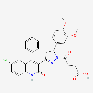 molecular formula C30H26ClN3O6 B2439231 4-[3-(6-氯-2-羟基-4-苯基喹啉-3-基)-5-(3,4-二甲氧基苯基)-4,5-二氢-1H-吡唑-1-基]-4-氧代丁酸 CAS No. 312623-46-4