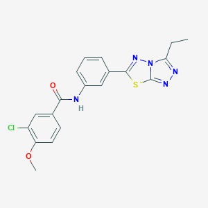 molecular formula C19H16ClN5O2S B243925 3-chloro-N-[3-(3-ethyl[1,2,4]triazolo[3,4-b][1,3,4]thiadiazol-6-yl)phenyl]-4-methoxybenzamide 