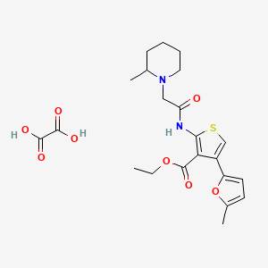 molecular formula C22H28N2O8S B2439252 Ethyl 4-(5-methylfuran-2-yl)-2-(2-(2-methylpiperidin-1-yl)acetamido)thiophene-3-carboxylate oxalate CAS No. 1061737-69-6