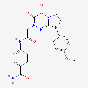 molecular formula C21H20N6O5 B2439254 4-(2-(8-(4-甲氧基苯基)-3,4-二氧代-3,4,7,8-四氢咪唑并[2,1-c][1,2,4]三嗪-2(6H)-基)乙酰氨基)苯甲酰胺 CAS No. 941959-47-3