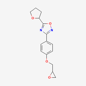 molecular formula C15H16N2O4 B2439260 3-[4-(Oxiran-2-ylmethoxy)phenyl]-5-(oxolan-2-yl)-1,2,4-oxadiazole CAS No. 2411220-83-0