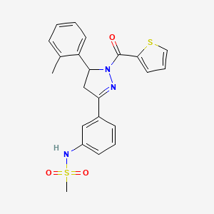 molecular formula C22H21N3O3S2 B2439265 N-[3-[3-(2-methylphenyl)-2-(thiophene-2-carbonyl)-3,4-dihydropyrazol-5-yl]phenyl]methanesulfonamide CAS No. 833442-05-0