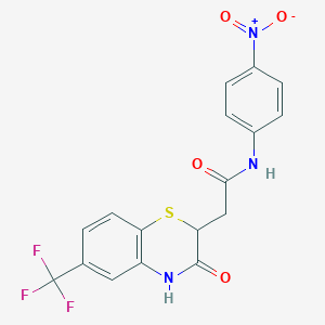 N-(4-nitrophenyl)-2-[3-oxo-6-(trifluoromethyl)-3,4-dihydro-2H-1,4-benzothiazin-2-yl]acetamide