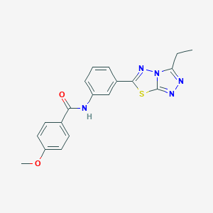 molecular formula C19H17N5O2S B243928 N-[3-(3-ethyl[1,2,4]triazolo[3,4-b][1,3,4]thiadiazol-6-yl)phenyl]-4-methoxybenzamide 