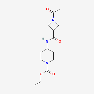 molecular formula C14H23N3O4 B2439286 Ethyl 4-(1-acetylazetidine-3-carboxamido)piperidine-1-carboxylate CAS No. 1421444-93-0
