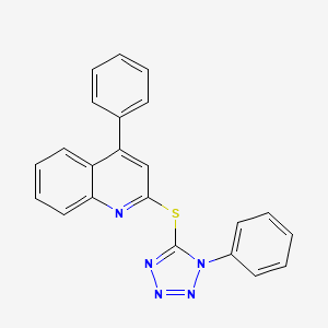molecular formula C22H15N5S B2439294 4-phenyl-2-((1-phenyl-1H-tetrazol-5-yl)thio)quinoline CAS No. 307337-44-6