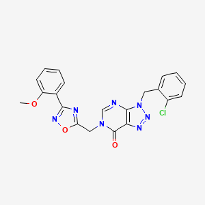 molecular formula C21H16ClN7O3 B2439297 3-(2-chlorobenzyl)-6-((3-(2-methoxyphenyl)-1,2,4-oxadiazol-5-yl)methyl)-3H-[1,2,3]triazolo[4,5-d]pyrimidin-7(6H)-one CAS No. 1207005-86-4