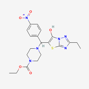 Ethyl 4-((2-ethyl-6-hydroxythiazolo[3,2-b][1,2,4]triazol-5-yl)(4-nitrophenyl)methyl)piperazine-1-carboxylate
