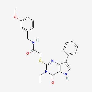molecular formula C24H24N4O3S B2439322 2-[(3-ethyl-4-oxo-7-phenyl-4,5-dihydro-3H-pyrrolo[3,2-d]pyrimidin-2-yl)sulfanyl]-N-(3-methoxybenzyl)acetamide CAS No. 1021256-31-4