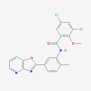 molecular formula C21H15Cl2N3O3 B243933 3,5-dichloro-2-methoxy-N-(2-methyl-5-[1,3]oxazolo[4,5-b]pyridin-2-ylphenyl)benzamide 