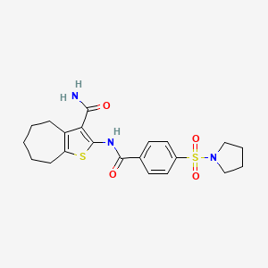 2-(4-(pyrrolidin-1-ylsulfonyl)benzamido)-5,6,7,8-tetrahydro-4H-cyclohepta[b]thiophene-3-carboxamide