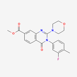 molecular formula C21H20FN3O4 B2439357 3-(3-氟-4-甲基苯基)-2-吗啉代-4-氧代-3,4-二氢喹唑啉-7-甲酸甲酯 CAS No. 1251569-22-8