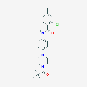 molecular formula C23H28ClN3O2 B243936 2-chloro-N-{4-[4-(2,2-dimethylpropanoyl)piperazin-1-yl]phenyl}-4-methylbenzamide 