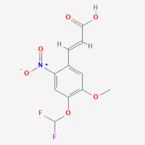 molecular formula C11H9F2NO6 B2439360 (2E)-3-[4-(difluoromethoxy)-5-methoxy-2-nitrophenyl]acrylic acid CAS No. 924873-01-8
