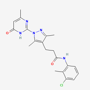 molecular formula C20H22ClN5O2 B2439361 N-(3-chloro-2-methylphenyl)-3-(3,5-dimethyl-1-(4-methyl-6-oxo-1,6-dihydropyrimidin-2-yl)-1H-pyrazol-4-yl)propanamide CAS No. 1172772-26-7