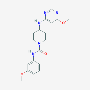 molecular formula C18H23N5O3 B2439362 N-(3-Methoxyphenyl)-4-[(6-methoxypyrimidin-4-yl)amino]piperidine-1-carboxamide CAS No. 2415629-14-8