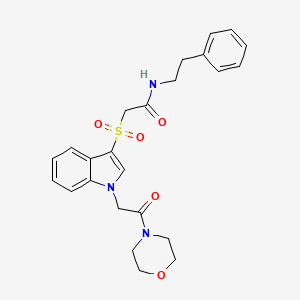 molecular formula C24H27N3O5S B2439364 2-((1-(2-morpholino-2-oxoethyl)-1H-indol-3-yl)sulfonyl)-N-phenethylacetamide CAS No. 894012-57-8
