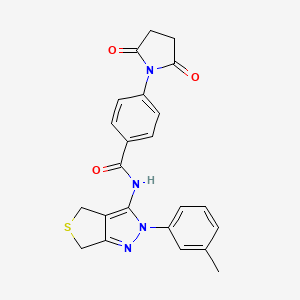 molecular formula C23H20N4O3S B2439379 4-(2,5-dioxopyrrolidin-1-yl)-N-[2-(3-methylphenyl)-4,6-dihydrothieno[3,4-c]pyrazol-3-yl]benzamide CAS No. 392288-91-4