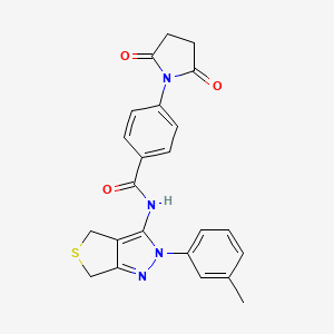 molecular formula C23H20N4O3S B2439379 4-(2,5-dioxopyrrolidin-1-yl)-N-[2-(3-methylphenyl)-2H,4H,6H-thieno[3,4-c]pyrazol-3-yl]benzamide CAS No. 392288-91-4