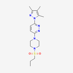 molecular formula C17H26N6O2S B2439380 3-(4-(propylsulfonyl)piperazin-1-yl)-6-(3,4,5-trimethyl-1H-pyrazol-1-yl)pyridazine CAS No. 1013820-58-0