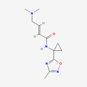 molecular formula C12H18N4O2 B2439381 (E)-4-(Dimethylamino)-N-[1-(3-methyl-1,2,4-oxadiazol-5-yl)cyclopropyl]but-2-enamide CAS No. 2411337-13-6
