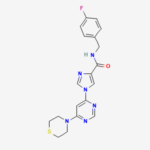 molecular formula C19H19FN6OS B2439385 N~4~-(4-fluorobenzyl)-1-[6-(1,4-thiazinan-4-yl)-4-pyrimidinyl]-1H-imidazole-4-carboxamide CAS No. 1251595-60-4