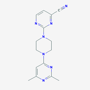 molecular formula C15H17N7 B2439398 2-[4-(2,6-Dimethylpyrimidin-4-yl)piperazin-1-yl]pyrimidine-4-carbonitrile CAS No. 2415523-14-5