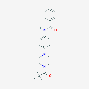 molecular formula C22H27N3O2 B243942 N-{4-[4-(2,2-dimethylpropanoyl)-1-piperazinyl]phenyl}benzamide 