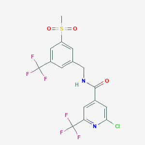 molecular formula C16H11ClF6N2O3S B2439425 2-Chloro-N-[[3-methylsulfonyl-5-(trifluoromethyl)phenyl]methyl]-6-(trifluoromethyl)pyridine-4-carboxamide CAS No. 2411292-45-8