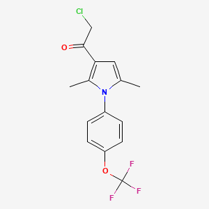 molecular formula C15H13ClF3NO2 B2439438 2-氯-1-{2,5-二甲基-1-[4-(三氟甲氧基)苯基]-1H-吡咯-3-基}乙酮 CAS No. 757192-82-8