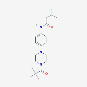 molecular formula C20H31N3O2 B243945 N-{4-[4-(2,2-dimethylpropanoyl)piperazin-1-yl]phenyl}-3-methylbutanamide 
