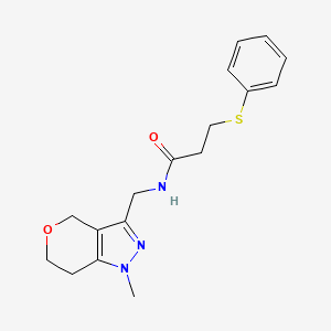 N-((1-methyl-1,4,6,7-tetrahydropyrano[4,3-c]pyrazol-3-yl)methyl)-3-(phenylthio)propanamide