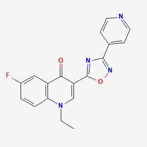 molecular formula C18H13FN4O2 B2439457 1-ethyl-6-fluoro-3-(3-(pyridin-4-yl)-1,2,4-oxadiazol-5-yl)quinolin-4(1H)-one CAS No. 1207001-45-3
