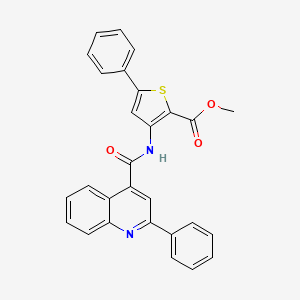 molecular formula C28H20N2O3S B2439459 Methyl 5-phenyl-3-[(2-phenylquinoline-4-carbonyl)amino]thiophene-2-carboxylate CAS No. 477326-62-8