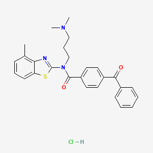 molecular formula C27H28ClN3O2S B2439460 4-benzoyl-N-(3-(dimethylamino)propyl)-N-(4-methylbenzo[d]thiazol-2-yl)benzamide hydrochloride CAS No. 1215813-97-0